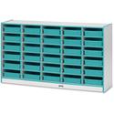 Jonti-Craft Rainbow Accents Mobile Paper-Tray Storage - 30 Compartment(s) - 35.50" Height x 60" Width x 15" Depth - Chip Resistant, Laminated - Teal - Rubber - 1 Each