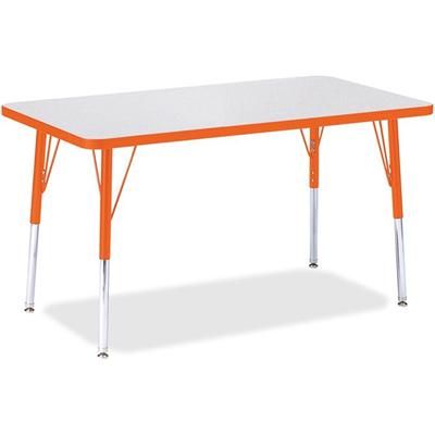 Jonti-Craft Berries Adult Height Color Edge Rectangle Table - Laminated Rectangle, Orange Top - Four Leg Base - 4 Legs - Height Adjustable - 24" to 31" Adjustment - 36" Table Top Length x 24" Table Top Width x 1.13" Table Top Thickness - 31" Height -