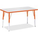 Jonti-Craft Berries Adult Height Color Edge Rectangle Table - Laminated Rectangle, Orange Top - Four Leg Base - 4 Legs - Height Adjustable - 24" to 31" Adjustment - 36" Table Top Length x 24" Table Top Width x 1.13" Table Top Thickness - 31" Height -