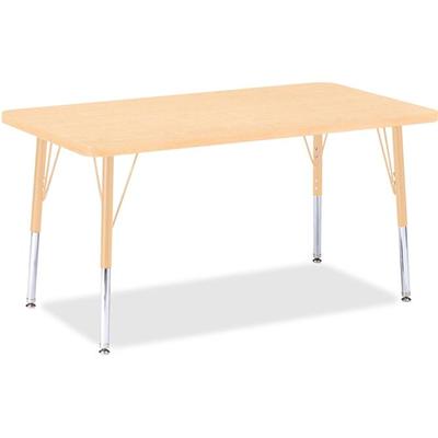 Jonti-Craft Berries Elementary Maple Top/Edge Rectangle Table - Laminated Rectangle, Maple Top - Four Leg Base - 4 Legs - Height Adjustable - 15" to 24" Adjustment - 36" Table Top Length x 24" Table Top Width x 1.13" Table Top Thickness - 24" Height 
