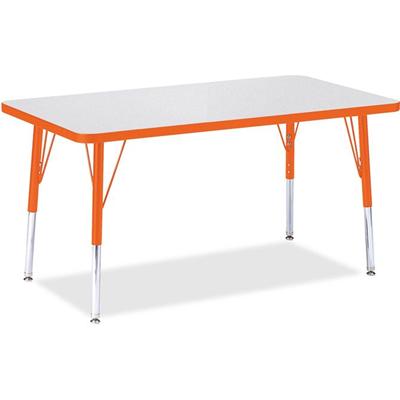 Jonti-Craft Berries Elementary Height Color Edge Rectangle Table - Gray Rectangle Top - Four Leg Base - 4 Legs - Height Adjustable - 15" to 24" Adjustment - 36" Table Top Length x 24" Table Top Width x 1.13" Table Top Thickness - 24" Height - Art, Cr