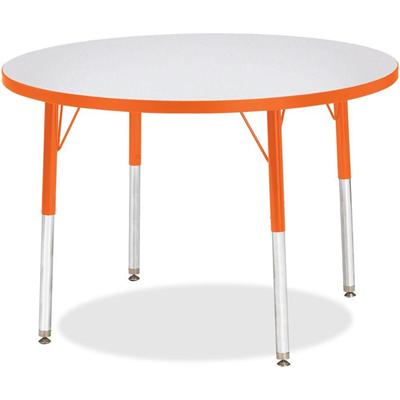 Jonti-Craft Berries Adult Height Color Edge Round Table - Laminated Round, Orange Top - Four Leg Base - 4 Legs - Height Adjustable - 24" to 31" Adjustment x 1.13" Table Top Thickness x 36" Table Top Diameter - 31" Height - Art, Craft - Assembly Requi