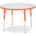 Jonti-Craft Berries Adult Height Color Edge Round Table - Laminated Round, Orange Top - Four Leg Base - 4 Legs - Height Adjustable - 24" to 31" Adjustment x 1.13" Table Top Thickness x 36" Table Top Diameter - 31" Height - Art, Craft - Assembly Requi