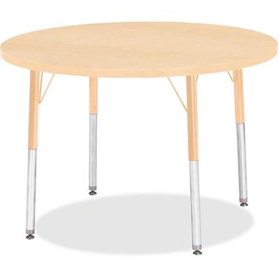 Jonti-Craft Berries Adult Height Maple Top/Edge Round Table - Laminated Round, Maple Top - Four Leg Base - 4 Legs - Height Adjustable - 24" to 31" Adjustment x 1.13" Table Top Thickness x 36" Table Top Diameter - 31" Height - Art, Craft - Assembly Re