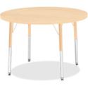 Jonti-Craft Berries Adult Height Maple Top/Edge Round Table - Laminated Round, Maple Top - Four Leg Base - 4 Legs - Height Adjustable - 24" to 31" Adjustment x 1.13" Table Top Thickness x 36" Table Top Diameter - 31" Height - Art, Craft - Assembly Re