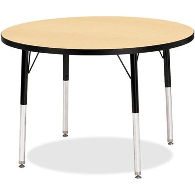 Jonti-Craft Berries Elementary Height Color Top Round Table - Laminated Round, Maple Top - Four Leg Base - 4 Legs - Height Adjustable - 15" to 24" Adjustment x 1.13" Table Top Thickness x 36" Table Top Diameter - Art, Craft - Assembly Required - Powd