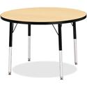 Jonti-Craft Berries Elementary Height Color Top Round Table - Laminated Round, Maple Top - Four Leg Base - 4 Legs - Height Adjustable - 15" to 24" Adjustment x 1.13" Table Top Thickness x 36" Table Top Diameter - Art, Craft - Assembly Required - Powd