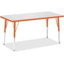 Jonti-Craft Berries Adult Height Color Edge Rectangle Table - Laminated Rectangle, Orange Top - Four Leg Base - 4 Legs - Height Adjustable - 24" to 31" Adjustment - 48" Table Top Length x 24" Table Top Width x 1.13" Table Top Thickness - 31" Height -