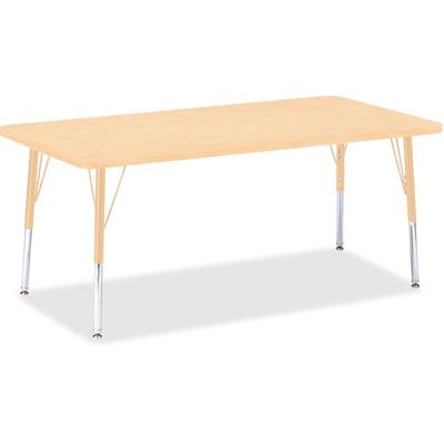 Jonti-Craft Berries Elementary Maple Top/Edge Rectangle Table - Laminated Rectangle, Maple Top - Four Leg Base - 4 Legs - Height Adjustable - 15" to 24" Adjustment - 60" Table Top Length x 30" Table Top Width x 1.13" Table Top Thickness - 24" Height 