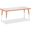 Jonti-Craft Berries Adult Height Color Edge Rectangle Table - Laminated Rectangle, Orange Top - Four Leg Base - 4 Legs - Height Adjustable - 24" to 31" Adjustment - 72" Table Top Length x 30" Table Top Width x 1.13" Table Top Thickness - 31" Height -