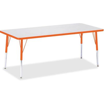 Jonti-Craft Berries Elementary Height Color Edge Rectangle Table - Gray Rectangle Top - Four Leg Base - 4 Legs - Height Adjustable - 15" to 24" Adjustment - 72" Table Top Length x 30" Table Top Width x 1.13" Table Top Thickness - 24" Height - Art, Cr