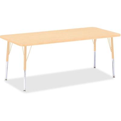 Jonti-Craft Berries Elementary Maple Top/Edge Rectangle Table - Laminated Rectangle, Maple Top - Four Leg Base - 4 Legs - Height Adjustable - 15" to 24" Adjustment - 72" Table Top Length x 30" Table Top Width - 24" Height x 72" Width x 30" Depth - Ar