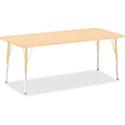 Jonti-Craft Berries Elementary Maple Top/Edge Rectangle Table - Laminated Rectangle, Maple Top - Four Leg Base - 4 Legs - Height Adjustable - 15" to 24" Adjustment - 72" Table Top Length x 30" Table Top Width - 24" Height x 72" Width x 30" Depth - Ar