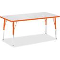 Jonti-Craft Berries Adult Height Color Edge Rectangle Table - Laminated Rectangle, Orange Top - Four Leg Base - 4 Legs - Height Adjustable - 24" to 31" Adjustment - 60" Table Top Length x 30" Table Top Width x 1.13" Table Top Thickness - 31" Height -