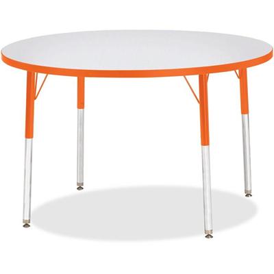 Jonti-Craft Berries Adult Height Color Edge Round Table - Laminated Round, Orange Top - Four Leg Base - 4 Legs - Height Adjustable - 24" to 31" Adjustment x 1.13" Table Top Thickness x 42" Table Top Diameter - 31" Height - Art, Craft - Assembly Requi
