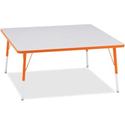 Jonti-Craft Berries Adult Height Prism Color Edge Square Table - Laminated Square, Orange Top - Four Leg Base - 4 Legs - Height Adjustable - 24" to 31" Adjustment - 48" Table Top Length x 48" Table Top Width x 1.13" Table Top Thickness - 31" Height -