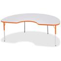 Jonti-Craft Berries Adult Height Prism Color Edge Kidney Table - Laminated Kidney-shaped, Orange Top - Four Leg Base - 4 Legs - Height Adjustable - 24" to 31" Adjustment - 72" Table Top Length x 48" Table Top Width x 1.13" Table Top Thickness - 31" H