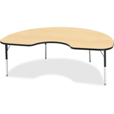 Jonti-Craft Berries Elementary Height Color Top Kidney Table - Laminated Kidney-shaped, Maple Top - Four Leg Base - 4 Legs - Height Adjustable - 15" to 24" Adjustment - 72" Table Top Length x 48" Table Top Width x 1.13" Table Top Thickness - 24" Heig