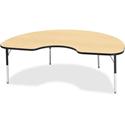 Jonti-Craft Berries Elementary Height Color Top Kidney Table - Laminated Kidney-shaped, Maple Top - Four Leg Base - 4 Legs - Height Adjustable - 15" to 24" Adjustment - 72" Table Top Length x 48" Table Top Width x 1.13" Table Top Thickness - 24" Heig