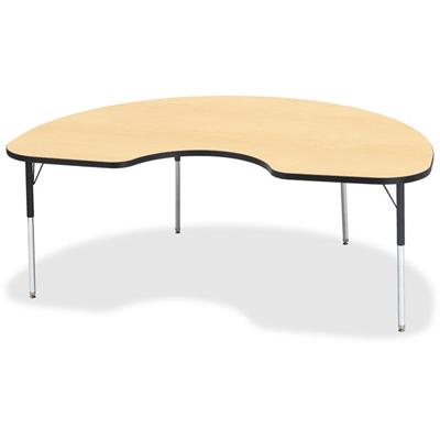 Jonti-Craft Berries Adult Color Top Kidney Table - Laminated Kidney-shaped, Maple Top - Four Leg Base - 4 Legs - Height Adjustable - 24" to 31" Adjustment - 72" Table Top Length x 48" Table Top Width x 1.13" Table Top Thickness - 31" Height - Art, Cr