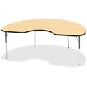 Jonti-Craft Berries Adult Color Top Kidney Table - Laminated Kidney-shaped, Maple Top - Four Leg Base - 4 Legs - Height Adjustable - 24" to 31" Adjustment - 72" Table Top Length x 48" Table Top Width x 1.13" Table Top Thickness - 31" Height - Art, Cr