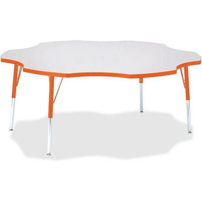 Jonti-Craft Berries Prism Six-Leaf Student Table - Laminated, Orange Top - Four Leg Base - 4 Legs - Height Adjustable - 24" to 31" Adjustment x 1.13" Table Top Thickness x 60" Table Top Diameter - 31" Height - Educational Environment - Assembly Requi