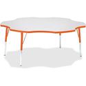 Jonti-Craft Berries Prism Six-Leaf Student Table - Laminated, Orange Top - Four Leg Base - 4 Legs - Height Adjustable - 24" to 31" Adjustment x 1.13" Table Top Thickness x 60" Table Top Diameter - 31" Height - Educational Environment - Assembly Requi