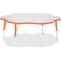 Jonti-Craft Berries Elementary Height Prism Six-Leaf Table - Laminated, Orange Top - Four Leg Base - 4 Legs - Height Adjustable - 15" to 24" Adjustment x 1.13" Table Top Thickness x 60" Table Top Diameter - 24" Height - Educational Environment - Asse
