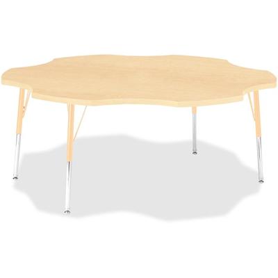 Jonti-Craft Berries Adult Maple Laminate Six-leaf Table - Laminated, Maple Top - Four Leg Base - 4 Legs - Height Adjustable - 24" to 31" Adjustment x 1.13" Table Top Thickness x 60" Table Top Diameter - 31" Height - Educational Environment - Assembly