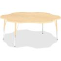 Jonti-Craft Berries Adult Maple Laminate Six-leaf Table - Laminated, Maple Top - Four Leg Base - 4 Legs - Height Adjustable - 24" to 31" Adjustment x 1.13" Table Top Thickness x 60" Table Top Diameter - 31" Height - Educational Environment - Assembly
