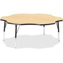 Jonti-Craft Berries Elementary Black Edge Six-leaf Table - Laminated, Maple Top - Four Leg Base - 4 Legs - Height Adjustable - 15" to 24" Adjustment x 1.13" Table Top Thickness x 60" Table Top Diameter - 24" Height - Educational Environment - Assembl