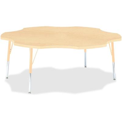 Jonti-Craft Berries Elementary Maple Laminate Six-leaf Table - Laminated, Maple Top - Four Leg Base - 4 Legs - Height Adjustable - 15" to 24" Adjustment x 1.13" Table Top Thickness x 60" Table Top Diameter - 24" Height - Educational Environment - Ass