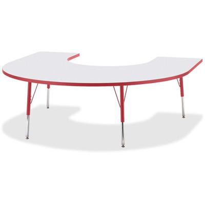 Jonti-Craft Berries Prism Horseshoe Student Table - Laminated Horseshoe-shaped, Red Top - Four Leg Base - 4 Legs - Height Adjustable - 24" to 31" Adjustment - 66" Table Top Length x 60" Table Top Width x 1.13" Table Top Thickness - 31" Height - Educa