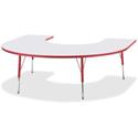 Jonti-Craft Berries Prism Horseshoe Student Table - Laminated Horseshoe-shaped, Red Top - Four Leg Base - 4 Legs - Height Adjustable - 24" to 31" Adjustment - 66" Table Top Length x 60" Table Top Width x 1.13" Table Top Thickness - 31" Height - Educa