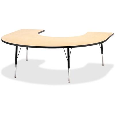 Jonti-Craft Berries Adult Black Edge Horseshoe Table - Laminated Horseshoe-shaped, Maple Top - Four Leg Base - 4 Legs - Height Adjustable - 24" to 31" Adjustment - 66" Table Top Length x 60" Table Top Width x 1.13" Table Top Thickness - 31" Height - 