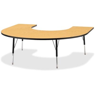Jonti-Craft Berries Adult Black Edge Horseshoe Table - Black Oak Horseshoe-shaped, Laminated Top - Four Leg Base - 4 Legs - Height Adjustable - 24" to 31" Adjustment - 66" Table Top Length x 60" Table Top Width x 1.13" Table Top Thickness - 31" Heigh