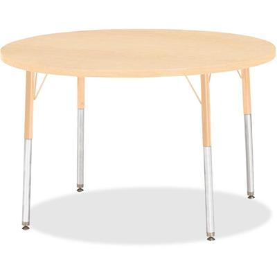 Jonti-Craft Berries Adult Height Maple Top/Edge Round Table - Laminated Round, Maple Top - Four Leg Base - 4 Legs - Height Adjustable - 24" to 31" Adjustment x 1.13" Table Top Thickness x 42" Table Top Diameter - 31" Height - Art, Craft - Assembly Re