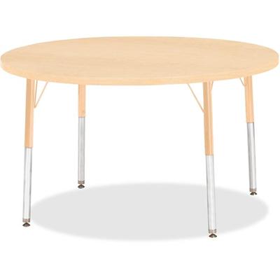 Jonti-Craft Berries Elementary Height. Maple Top/Edge Round Table - Laminated Round, Maple Top - Four Leg Base - 4 Legs - Height Adjustable - 15" to 24" Adjustment x 1.13" Table Top Thickness x 42" Table Top Diameter - 24" Height - Art, Craft - Assem