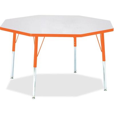 Jonti-Craft Berries Adult Height Color Edge Octagon Table - Laminated Octagonal, Orange Top - Four Leg Base - 4 Legs - Height Adjustable - 24" to 31" Adjustment x 1.13" Table Top Thickness x 48" Table Top Diameter - 31" Height - Art, Craft - Assembly