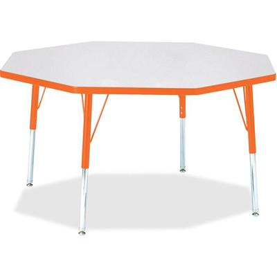 Jonti-Craft Berries Elementary Height Color Edge Octagon Table - Laminated Octagonal, Orange Top - Four Leg Base - 4 Legs - Height Adjustable - 15" to 24" Adjustment x 1.13" Table Top Thickness x 48" Table Top Diameter - 24" Height - Art, Craft - Ass