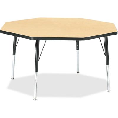 Jonti-Craft Berries Elementary Height Color Top Octagon Table - Laminated Octagonal, Maple Top - Four Leg Base - 4 Legs - Height Adjustable - 15" to 24" Adjustment x 1.13" Table Top Thickness x 48" Table Top Diameter - 24" Height - Art, Craft - Assem