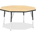 Jonti-Craft Berries Elementary Height Color Top Octagon Table - Laminated Octagonal, Maple Top - Four Leg Base - 4 Legs - Height Adjustable - 15" to 24" Adjustment x 1.13" Table Top Thickness x 48" Table Top Diameter - 24" Height - Art, Craft - Assem
