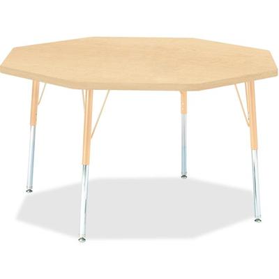 Jonti-Craft Berries Adult Height Maple Top/Edge Octagon Table - Laminated Octagonal, Maple Top - Four Leg Base - 4 Legs - Height Adjustable - 24" to 31" Adjustment x 1.13" Table Top Thickness x 48" Table Top Diameter - 31" Height - Art, Craft - Assem