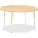 Jonti-Craft Berries Adult Height Maple Top/Edge Octagon Table - Laminated Octagonal, Maple Top - Four Leg Base - 4 Legs - Height Adjustable - 24" to 31" Adjustment x 1.13" Table Top Thickness x 48" Table Top Diameter - 31" Height - Art, Craft - Assem