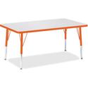 Jonti-Craft Berries Elementary Height Color Edge Rectangle Table - Gray Rectangle Top - Four Leg Base - 4 Legs - Height Adjustable - 15" to 24" Adjustment - 48" Table Top Length x 30" Table Top Width x 1.13" Table Top Thickness - 24" Height - Art, Cr