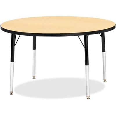 Jonti-Craft Berries Elementary Height Classic Round Color Top Table - Laminated Round, Maple Top - Four Leg Base - 4 Legs - Height Adjustable - 15" to 24" Adjustment x 1.13" Table Top Thickness x 42" Table Top Diameter - 24" Height - Art, Craft - Ass