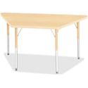 Jonti-Craft Berries Adult-Size Maple Prism Trapezoid Table - Laminated Trapezoid, Maple Top - Four Leg Base - 4 Legs - Height Adjustable - 24" to 31" Adjustment - 48" Table Top Length x 24" Table Top Width x 1.13" Table Top Thickness - 31" Height - E
