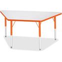 Jonti-Craft Berries Elementary Height Prism Edge Trapezoid Table - Laminated Trapezoid, Orange Top - Four Leg Base - 4 Legs - Height Adjustable - 15" to 24" Adjustment - 48" Table Top Length x 24" Table Top Width x 1.13" Table Top Thickness - 24" Hei
