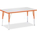 Jonti-Craft Berries Adult Height Color Edge Rectangle Table - Laminated Rectangle, Orange Top - Four Leg Base - 4 Legs - Height Adjustable - 24" to 31" Adjustment - 48" Table Top Length x 30" Table Top Width x 1.13" Table Top Thickness - 31" Height -