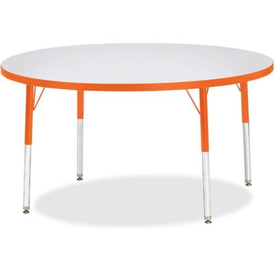 Jonti-Craft Berries Adult Height Color Edge Round Table - Laminated Round, Orange Top - Four Leg Base - 4 Legs - Height Adjustable - 24" to 31" Adjustment x 1.13" Table Top Thickness x 48" Table Top Diameter - 31" Height - Art, Craft - Assembly Requi